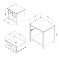 South Shore Ulysses 1-Drawer Nightstand Winter Oak