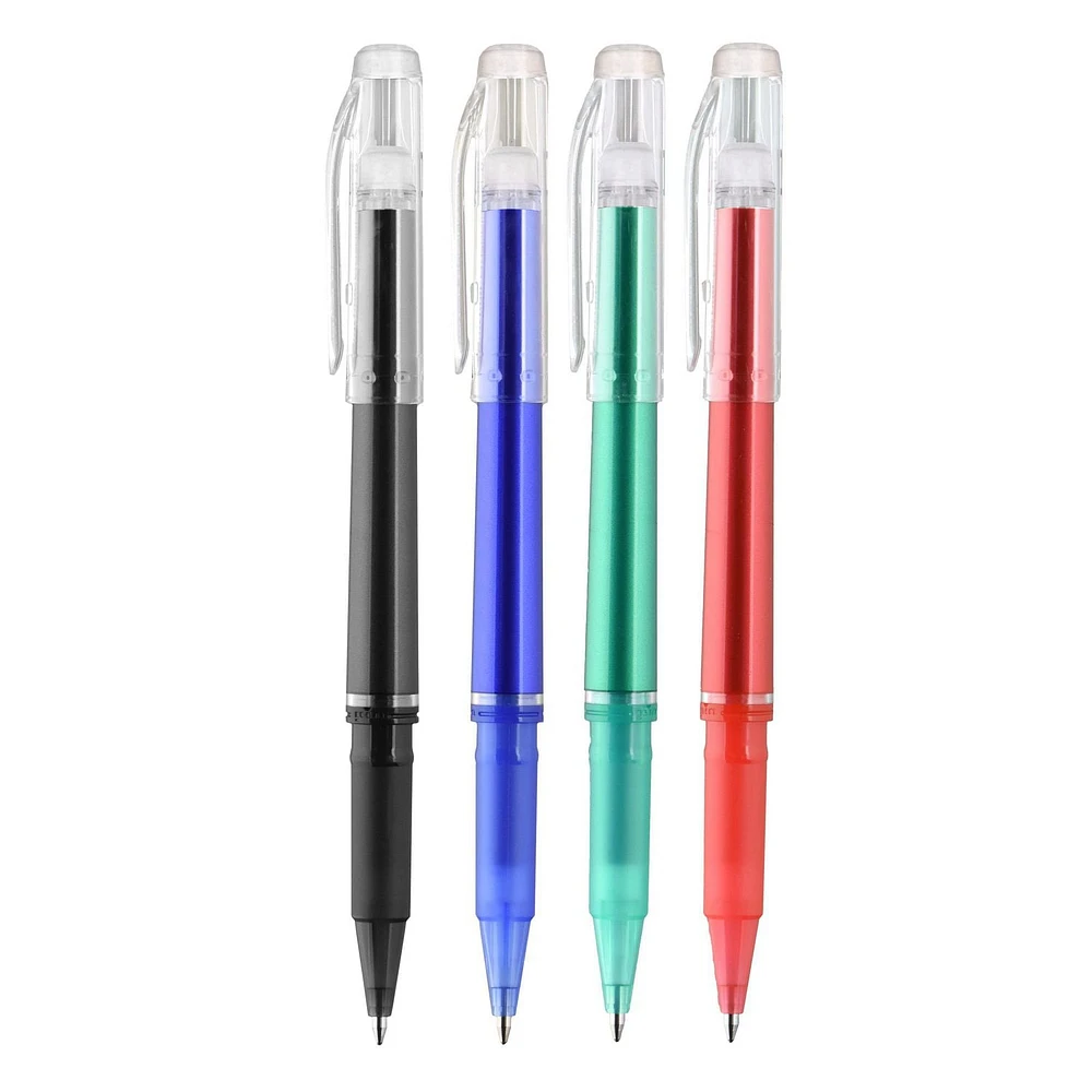 uniball™ Erasable Gel Pens, Medium Point (0.7mm), Business Colours, 4 Pack, Erasable Gel Retractable Pens