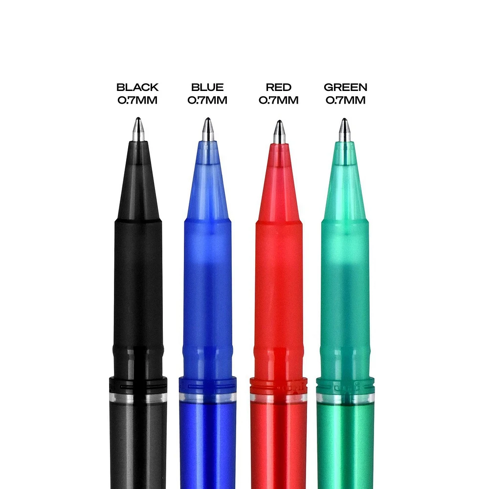 uniball™ Erasable Gel Pens, Medium Point (0.7mm), Business Colours, 4 Pack, Erasable Gel Retractable Pens