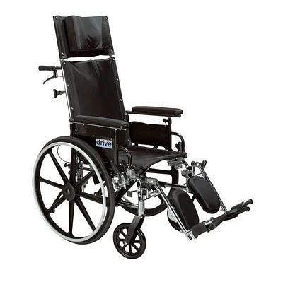 Drive Medical Black Viper Plus GT Full Reclining Wheelchair, Detachable Desk Arms, 20" Seat