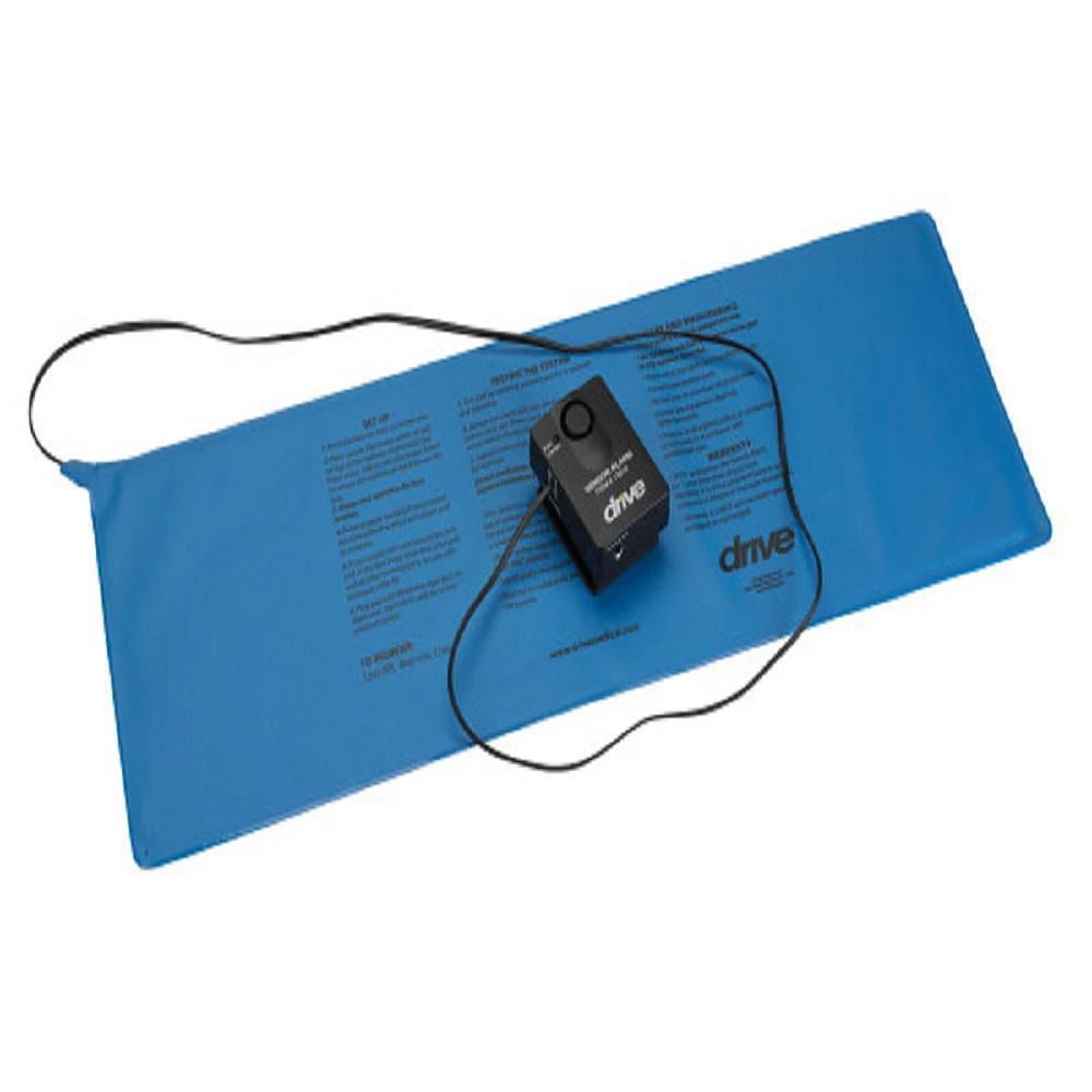 Drive Medical Black/Blue Pressure Sensitive Bed Chair Patient Alarm, 11" x 30" Bed Pad