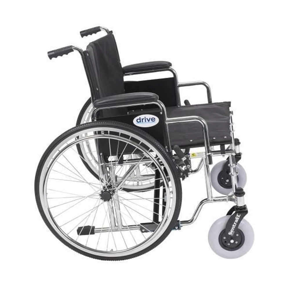 Drive Fauteuil roulant extra large et robuste Sentra EC, accoudoirs de bureau amovibles, siège de 66,04 cm