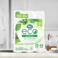 Great Value ECO Bathroom Tissue, 12 double rolls, 242 sheets, 12=24 rolls, 242 sheets