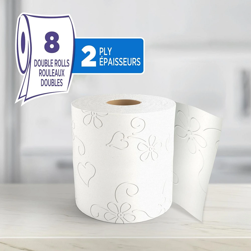 Great Value Ultra Soft and Thick Bathroom Tissue, 8 double rolls, 154 sheets, 8 double rolls, 2 ply