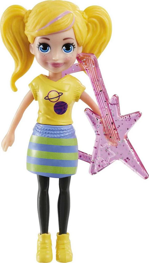 Polly Pocket 2 Dolls and 25 Accessories, Glow-in-the-Dark Pop Star Spotlight Fashion Pack