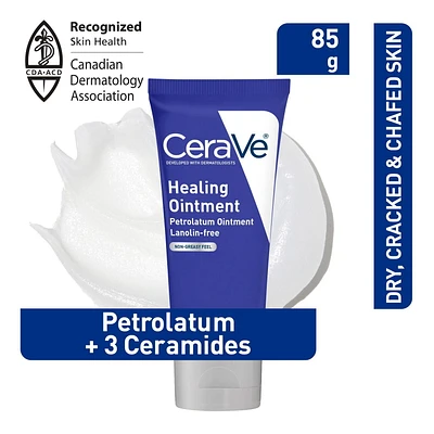 CeraVe Healing Ointment | Moisturizing Petrolatum Skin Protectant for Dry Skin with Hyaluronic Acid and Ceramides | Lanolin-Free & Fragrance-Free | 85 g, Healing balm for cracked, chafed & very dry skin