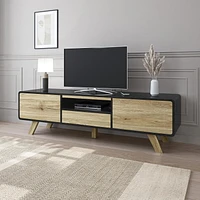 Bestar Alhena 63W TV Stand for 50 inch TV in black uv & sandy brown oak