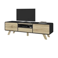 Bestar Alhena 63W TV Stand for 50 inch TV in black uv & sandy brown oak