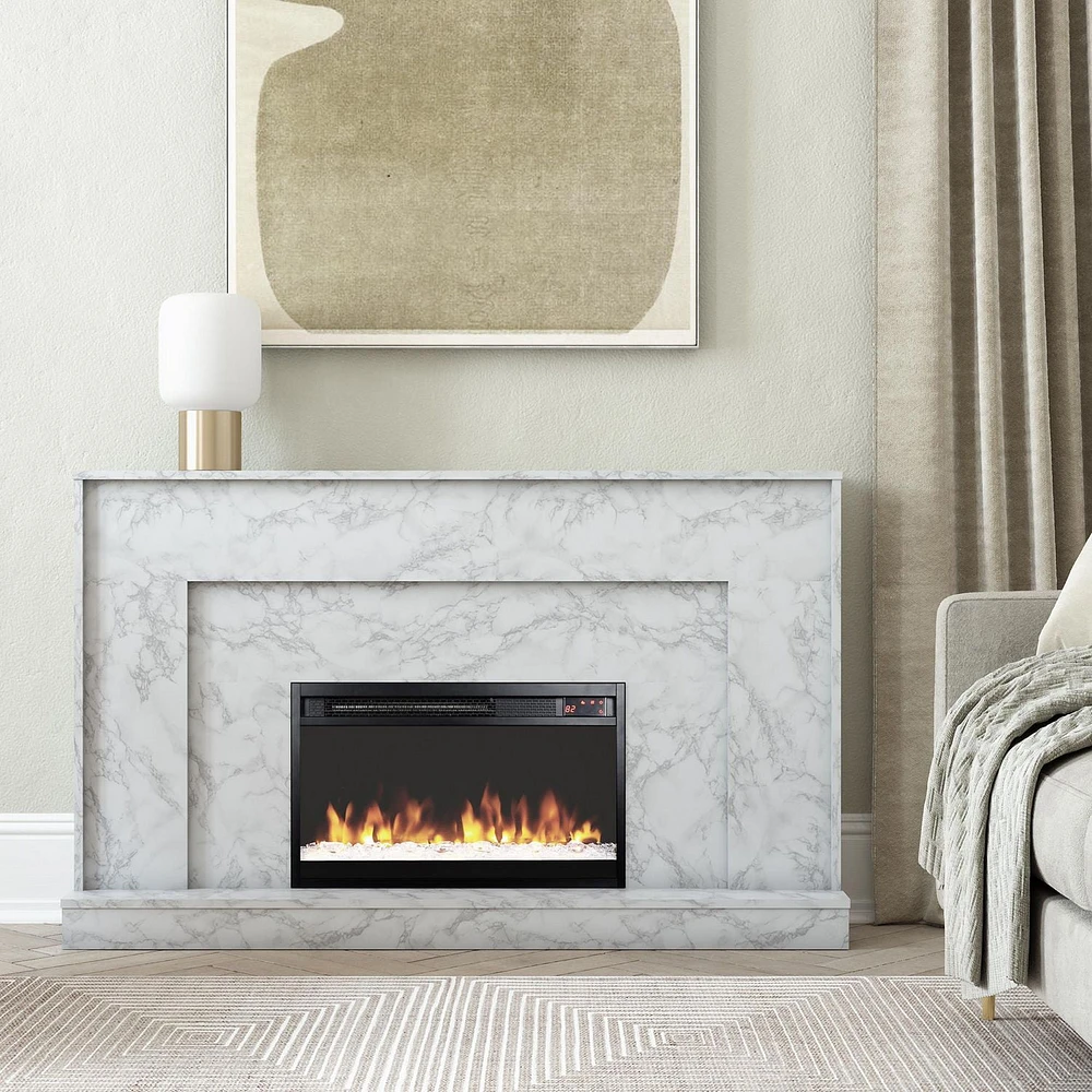 CosmoLiving Liberty Mantel Fireplace, Marbl