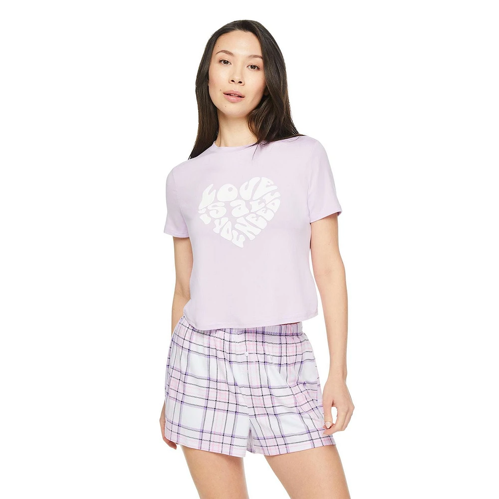 No Boundaries Women's Sleep Short 2-Piece Set, Sizes XS-XXL