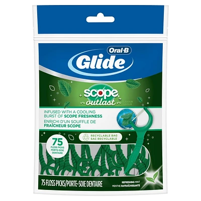 Glide Complete with Scope Outlast Floss Picks, Mint, 75 Count