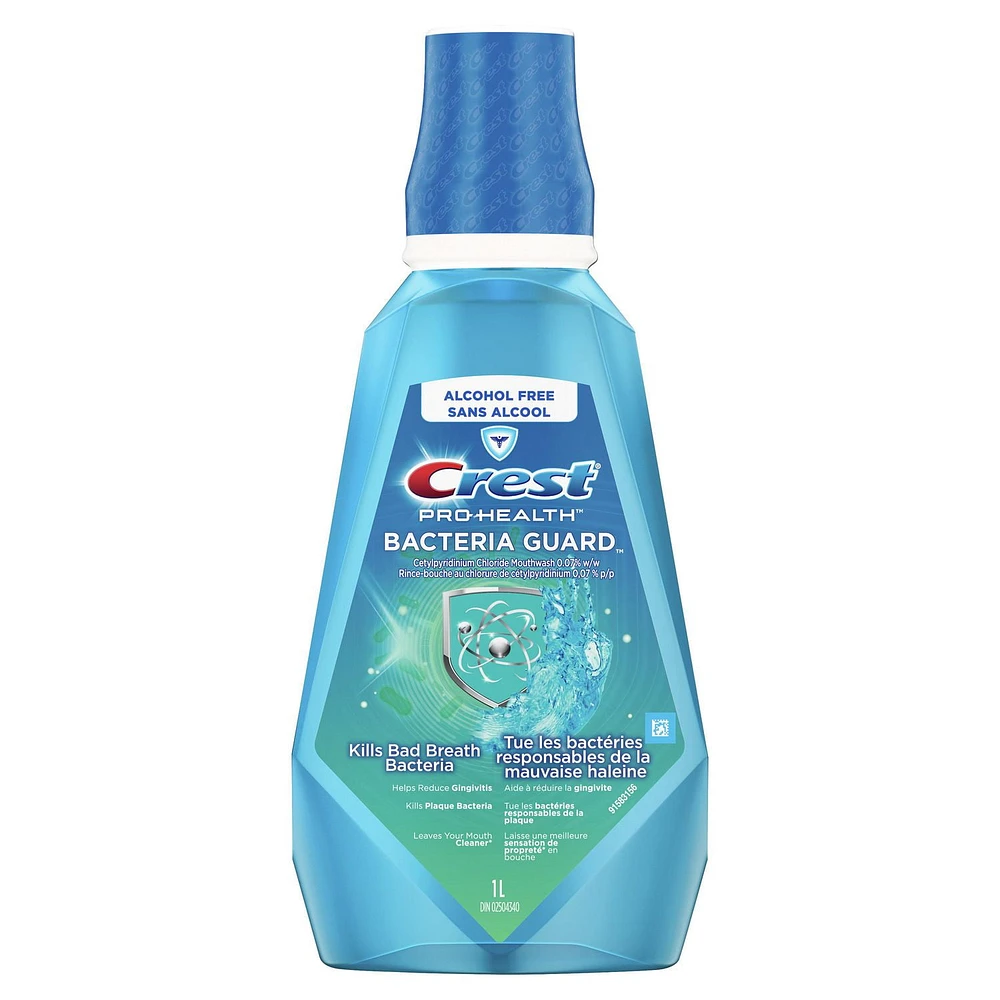 Crest Bacteria Guard Plus Mouthwash with 1.5% Hydrogen Peroxide, Mint, 1.0L