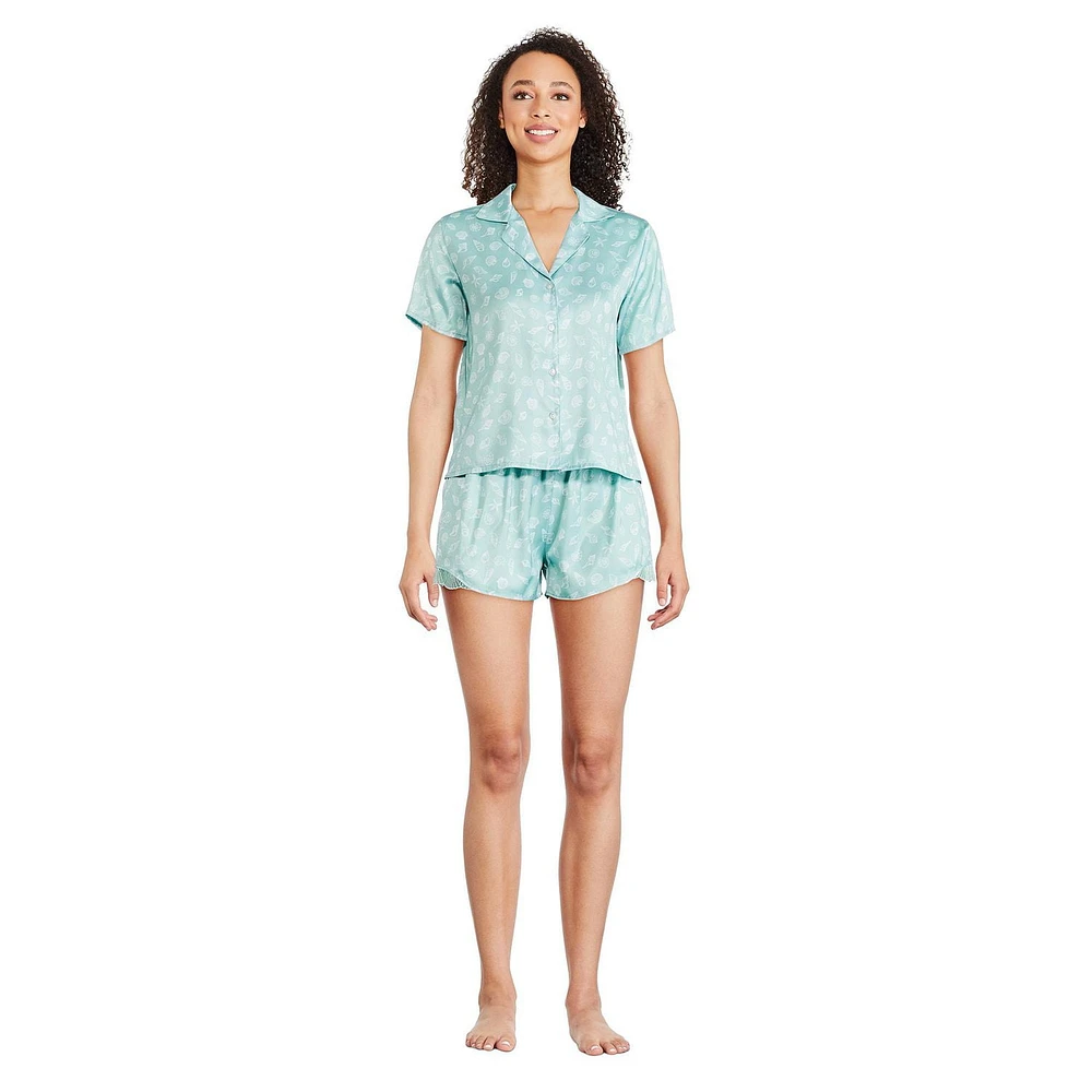 Pyjama 2 pièces en satin George pour femmes Tailles TP–TTG