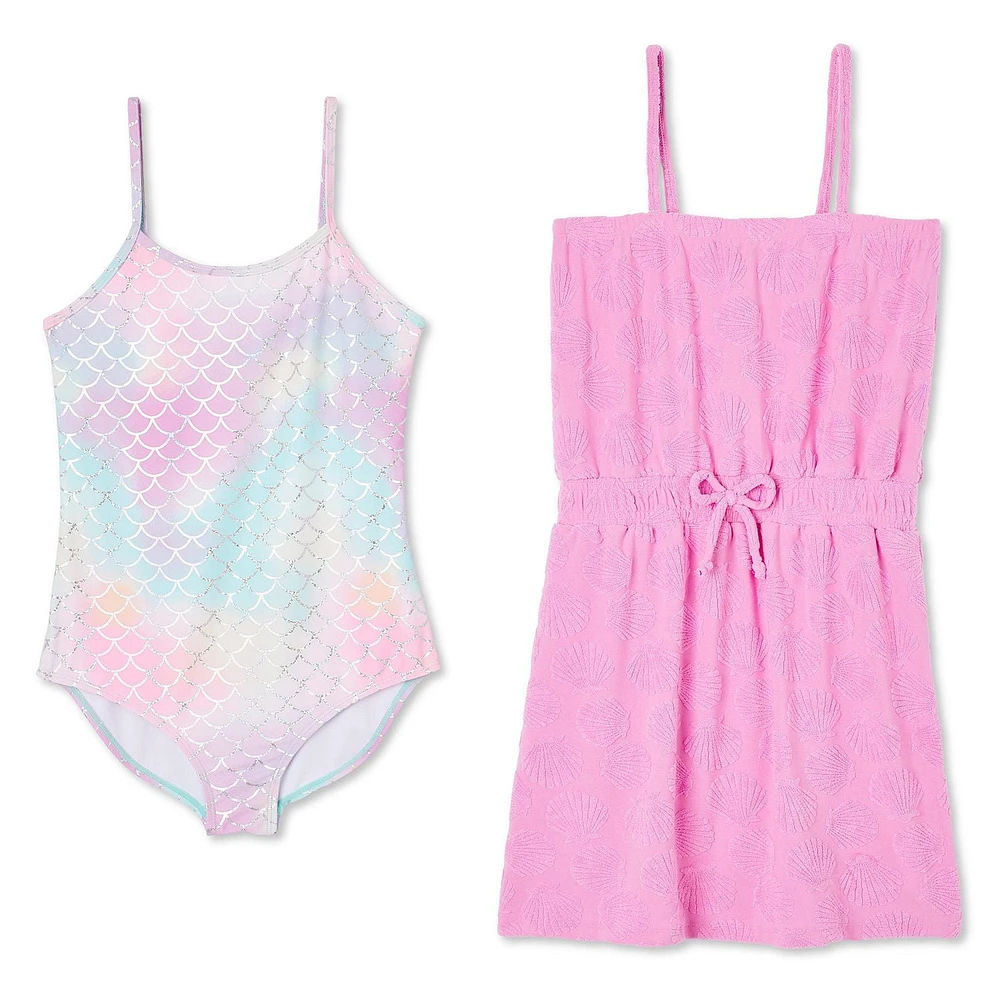 Ensemble 2 pièces avec maillot de bain et cache-maillot Bmagical pour filles Tailles TP-G