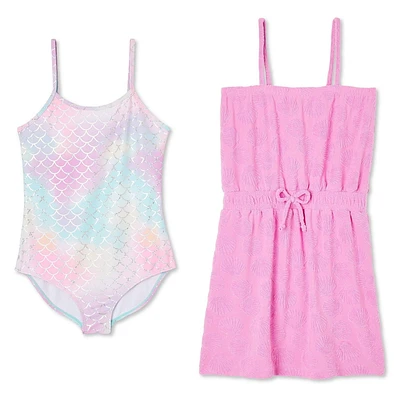 Ensemble 2 pièces avec maillot de bain et cache-maillot Bmagical pour filles Tailles TP-G