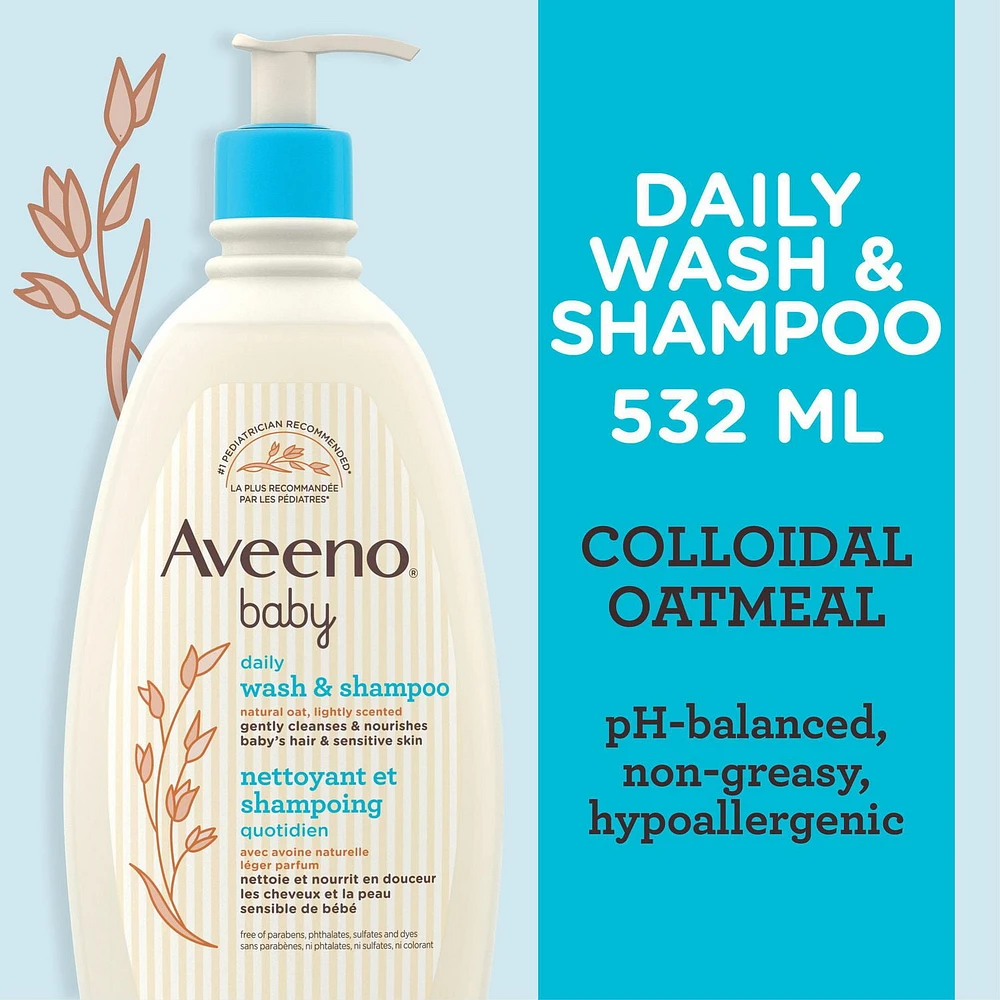 Aveeno Baby, Cleanse & Nourish, Daily Wash & Shampoo, 532 mL, lightly scented