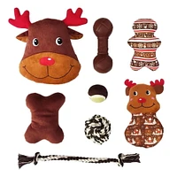 Vibrant Life 8 Piece Large Dog Toy Stocking, Brown, 8 Pieces