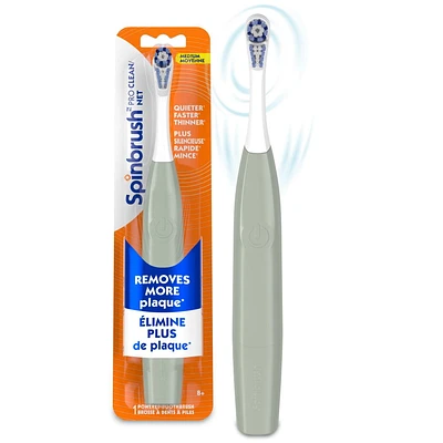 Brosse à dents électrique à pile Spinbrush PRO CLEAN pour adultes, soies moyennes, 1 unité Spinbrush PRO CLEAN
