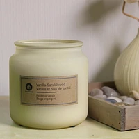 Hometrends 14oz VANILLA SANDALWOOD Scented Frosted Jar Candle, 14oz fragranced candle