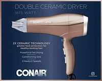 Double Ceramic by Conair 1875 Watt Hair Dryer - Rose Gold, Hair Dryer