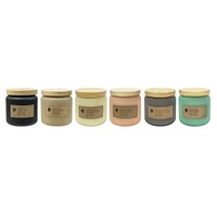 Hometrends 14oz DARK AMBER & PEONY Scented Frosted Jar Candle, 14oz fragranced candle