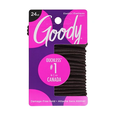 Goody Ouchless® Elastiques pour cheveux bruns - Attaches douces pour cheveux - 24 pièces Goody Élastiques
