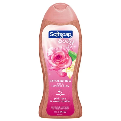 Le Gel Douche Exfoliant Softsoap, Lustrous Glow Rose and Vanilla, 591 mL 591 ml