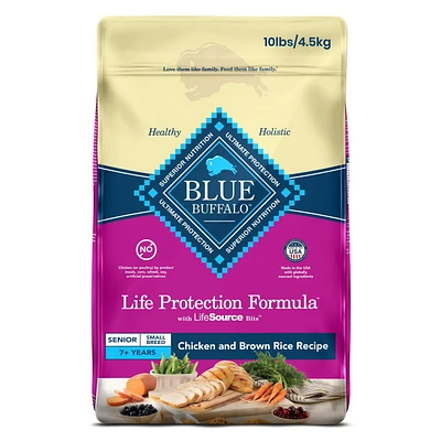 BLUE Life Protection Formula recette poulet et riz brun pour chiens âgés de race de petite taille 2,2kg