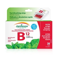 Jamieson Vitamin B12 (Methylcobalamin) 1,000 mg Fast Dissolving Strips, 30 strips