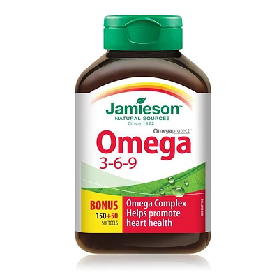 Jamieson Omega 3-6-9 1,200 mg Softgels, 150+50 softgels