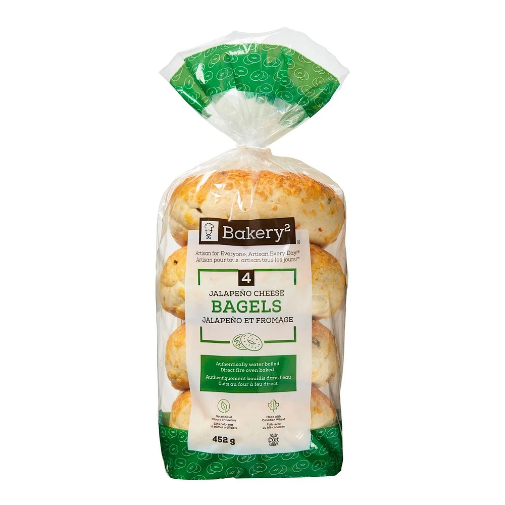 Bakery2 Jalapeño Cheese Bagels, 4 bagels, 452 g