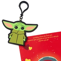 Hallmark Star Wars Valentines Day Card for Kid with Removable Backpack Clip (Baby Yoda)