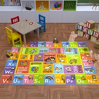 KC Cubs Playtime Collection ABC Alphabet with Old McDonald's Animals Educational Learning & Game Area Rug Carpet for Kids and Children Bedrooms and Playroom