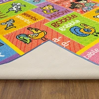 KC Cubs Playtime Collection ABC Alphabet with Old McDonald's Animals Educational Learning & Game Area Rug Carpet for Kids and Children Bedrooms and Playroom