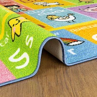 KC Cubs Playtime Collection ABC Alphabet with Old McDonald's Animals Educational Learning & Game Area Rug Carpet for Kids and Children Bedrooms and Playroom