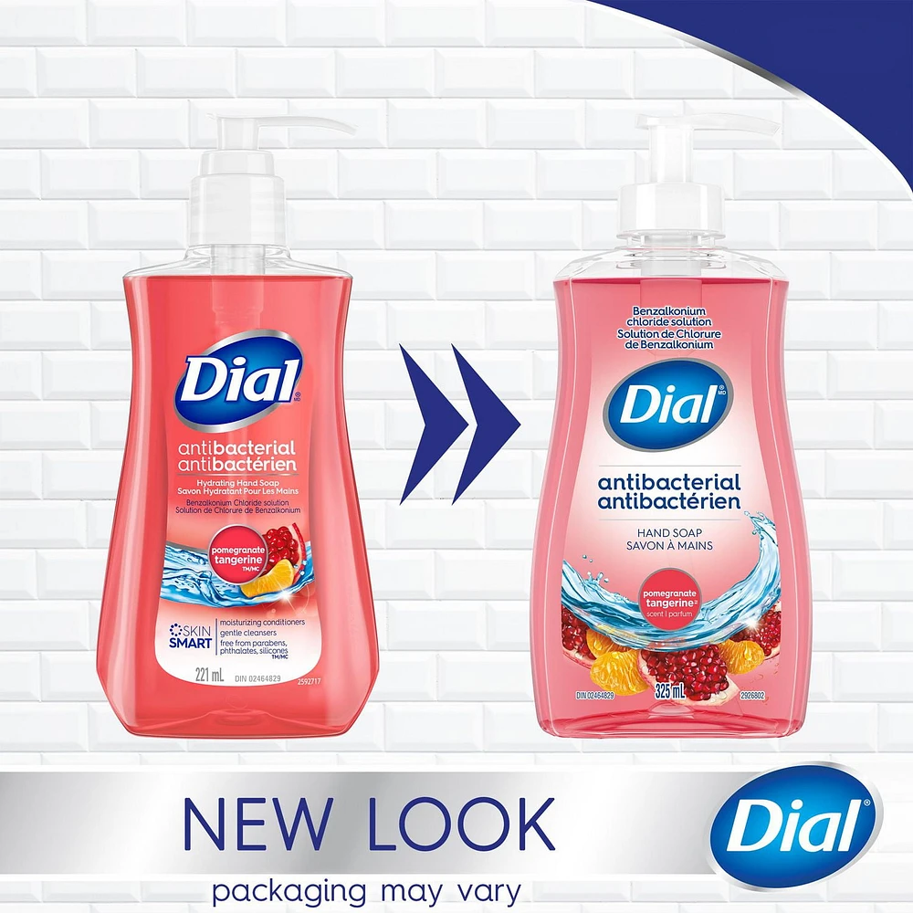 Dial Antibacterial Liquid Hand Soap, Pomegranate Tangerine, 325ml