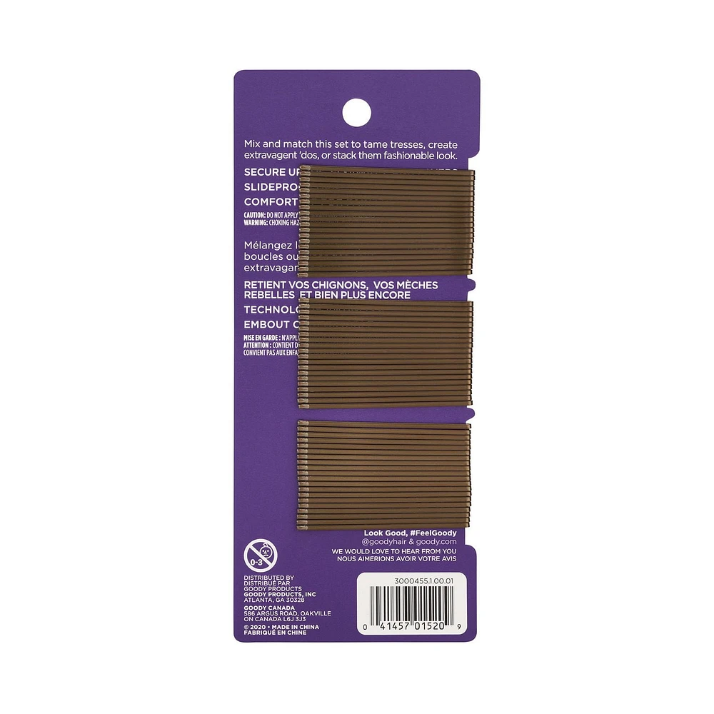 Goody Ouchless Bobby Pins, Slide-Proof Black Hair Pins, 60 Ct, Bobby Pins 60ct