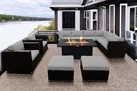 Innesbrook Collection 11-Piece Aluminum Patio Conversation Set with Cushions and Rectangle Fire Table