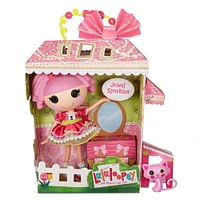 Lalaloopsy Doll - Jewel Sparkles with Pet Persian Cat, 13" princess doll with changeable pink outfit and shoes, in reusable house package playset