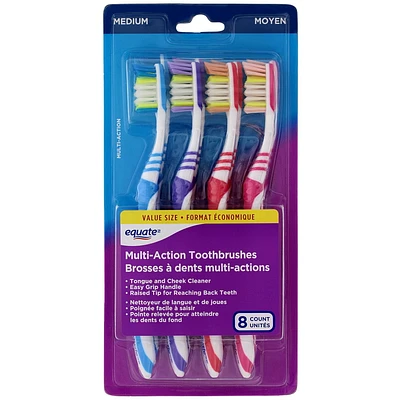 Equate Multi-Action Toothbrush (Medium), Value size (8 count)