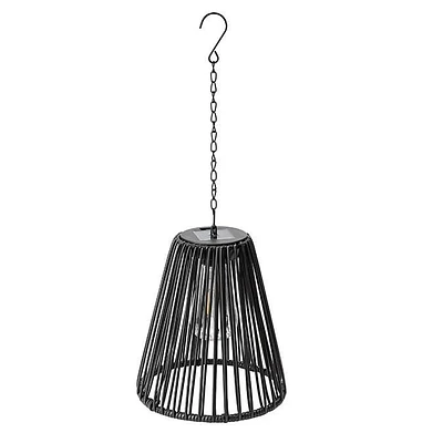 SOLAR HANGING LAMP WITH JUMBO EDISON BULB AND RATTAN-LOOK SHADE