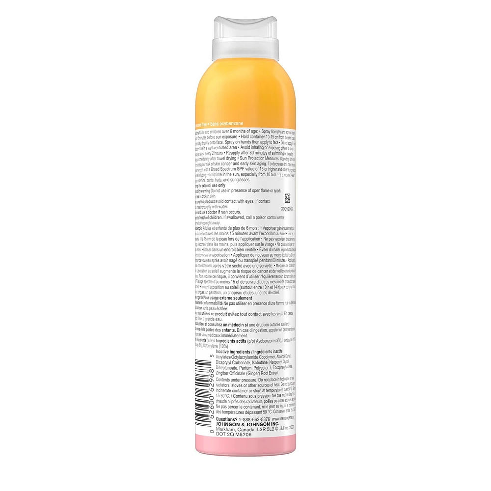 Écran solaire en bruine corporelle Neutrogena Défense quotidienne Fini invisible FPS 50+ 141g
