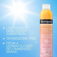 Écran solaire en bruine corporelle Neutrogena Défense quotidienne Fini invisible FPS 50+ 141g