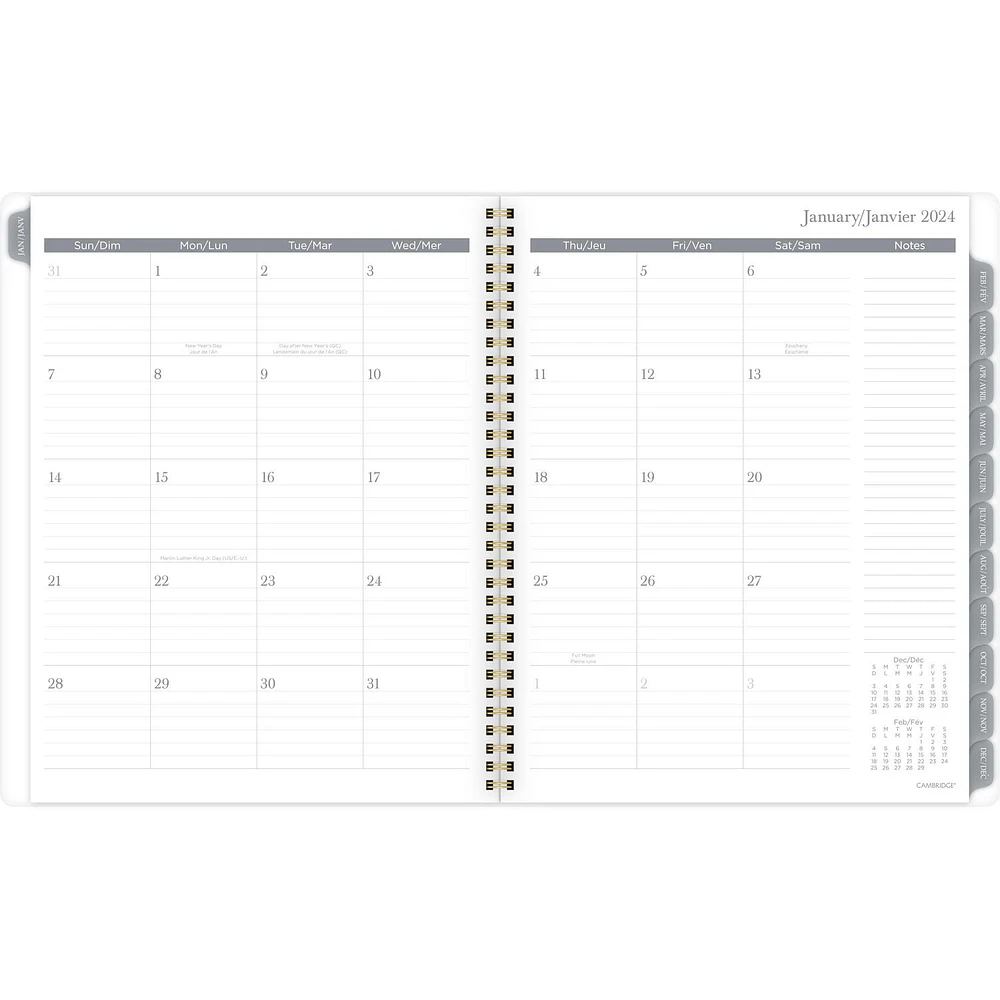 Cambridge Large Black & White Scroll 2024 Weekly/Monthly Planner, Weekly/Monthly Planner