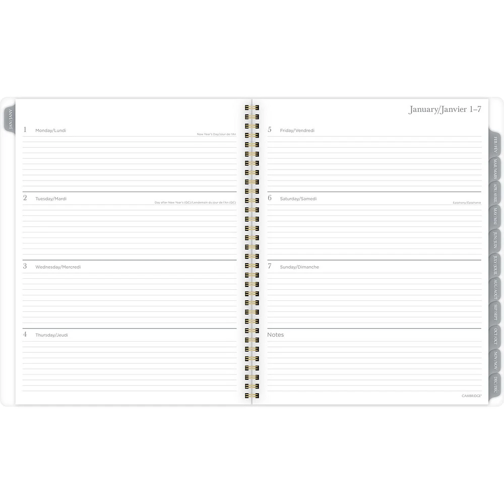 Cambridge Large Black & White Scroll 2024 Weekly/Monthly Planner, Weekly/Monthly Planner