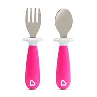 Munchkin Raise™ Toddler Fork & Spoon Set, Pink