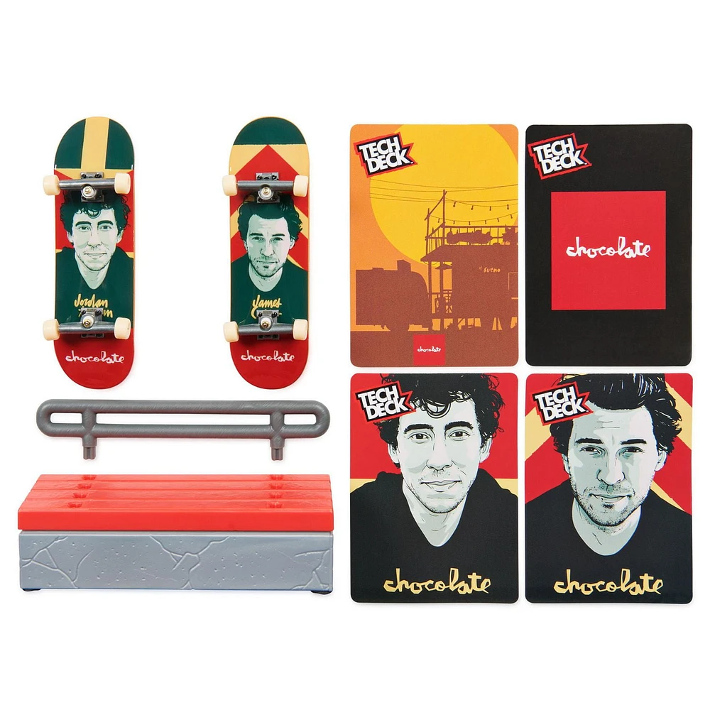 Tech Deck, Chocolate Skateboards Versus Series, Collectible Fingerboard 2-Pack and Obstacle Set, Kids Toy for Ages 6 and up