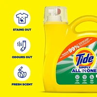 Tide Simply Liquid Laundry Detergent, Daybreak Fresh Scent, All-In-One Detergent, 3.1L