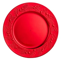 Holiday Time 13-Inch Embossed Charger Red