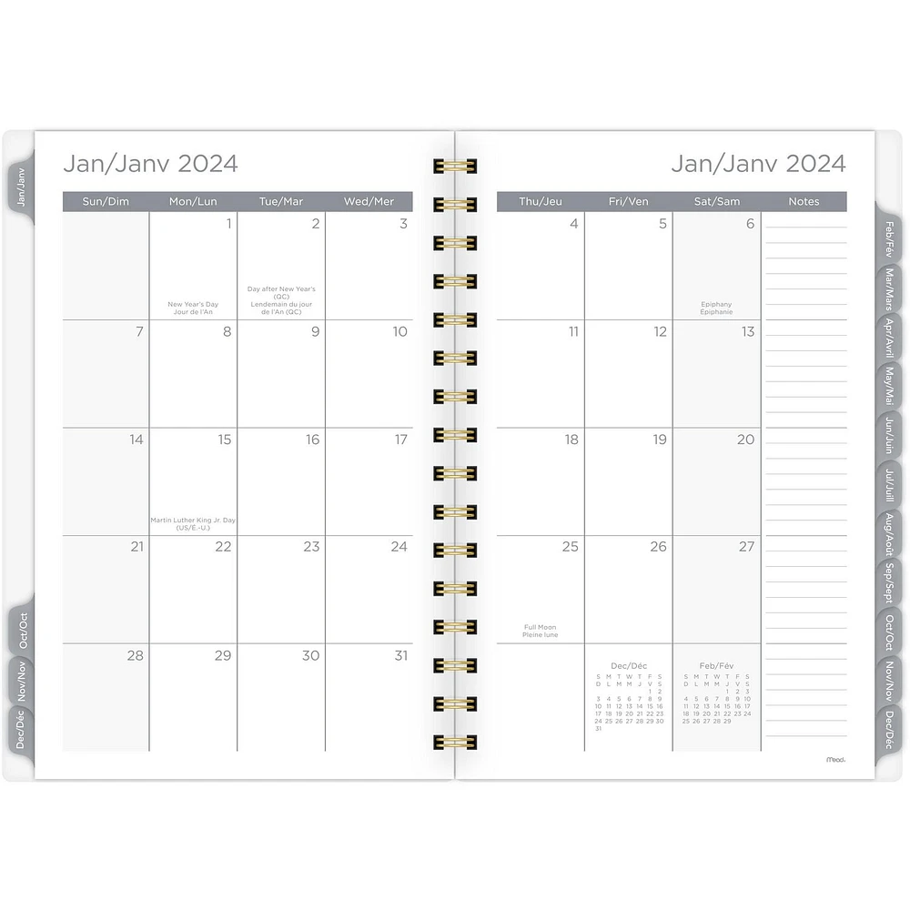 Mead Small Sky Gray 2024 Weekly/Monthly Planner, Planner